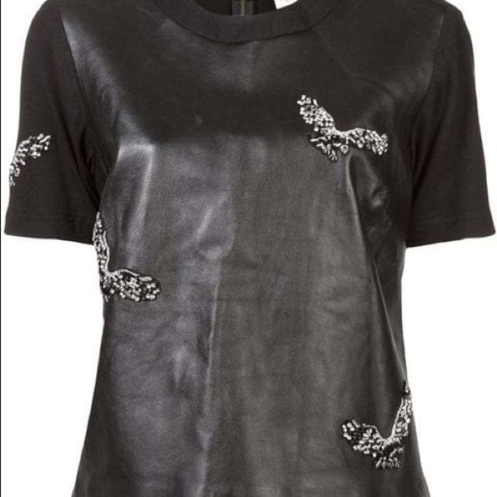 Eagle Embellished Leather Top